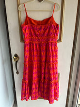 Load image into Gallery viewer, Large/12 - orange and pink eyelet dress
