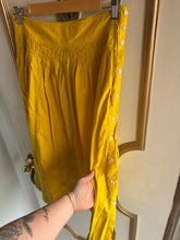 Load image into Gallery viewer, Small - yellow floral embroidered midi skirt
