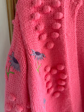 Load image into Gallery viewer, XS/S - Pink textured and embroidered open cardigan
