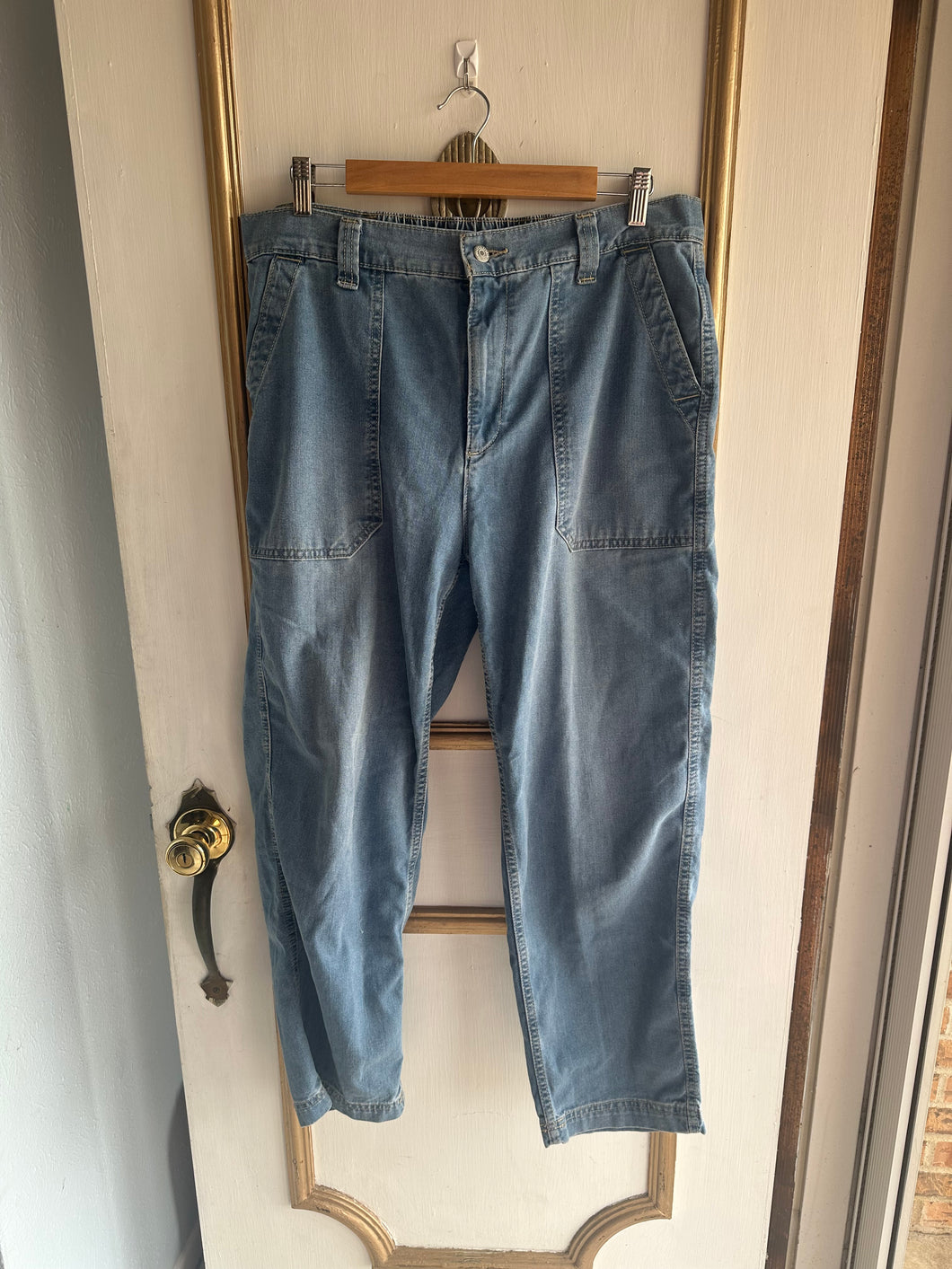 Large - elastic-waist denim jogger