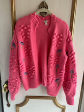 Load image into Gallery viewer, XS/S - Pink textured and embroidered open cardigan
