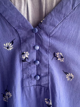 Load image into Gallery viewer, Small - Deep Purple Blue Floral Blouse
