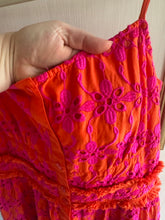 Load image into Gallery viewer, Large/12 - orange and pink eyelet dress
