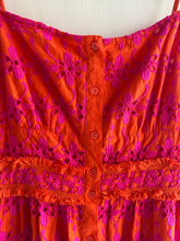 Load image into Gallery viewer, Large/12 - orange and pink eyelet dress
