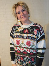 Load image into Gallery viewer, up to XL - floral cross-stitch style sweater
